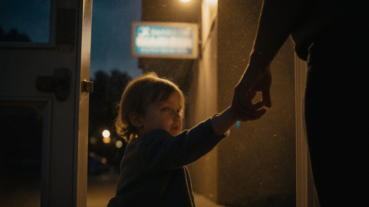 Dítě a rodič se připravují na návštěvu zubního lékaře.