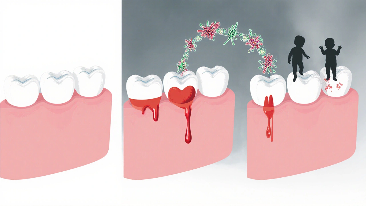 Postupné poškození dásní způsobené zubním plakem a jeho vliv na celé tělo