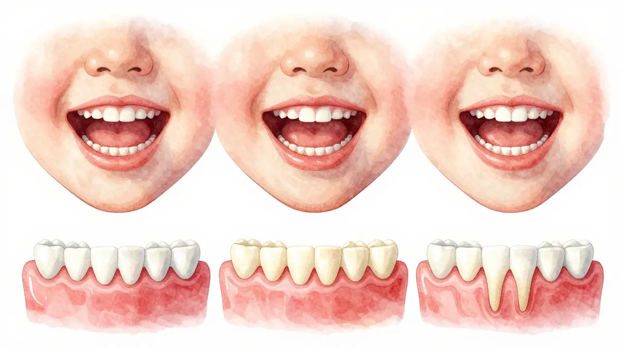 Postupné vyměňování mléčných zubů u dítěte, od spodních po horní řezáky.