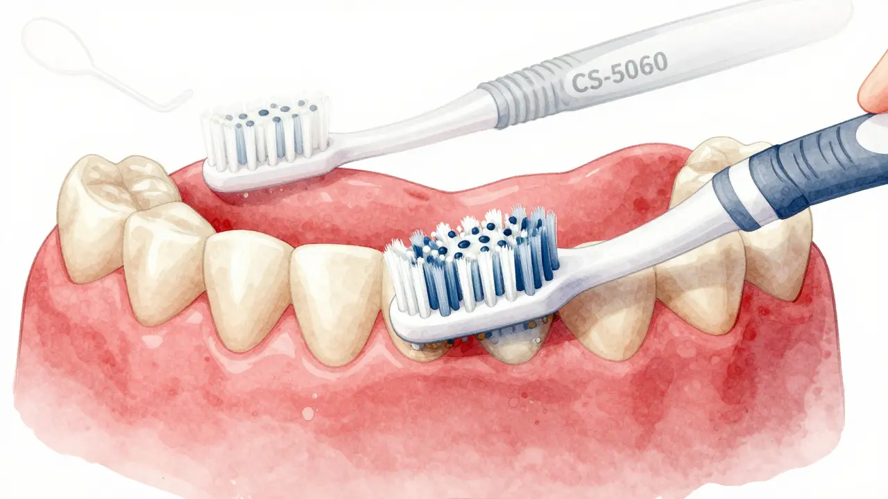 Kartáček Curaprox CS-5060 jemně odstraňuje plak a zubní kámen mezi zuby bez dráždění dásní.