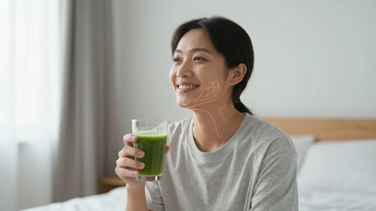 Pacient po operaci pije tekutou stravu a smíře se s novým obličejem v klidném prostředí.