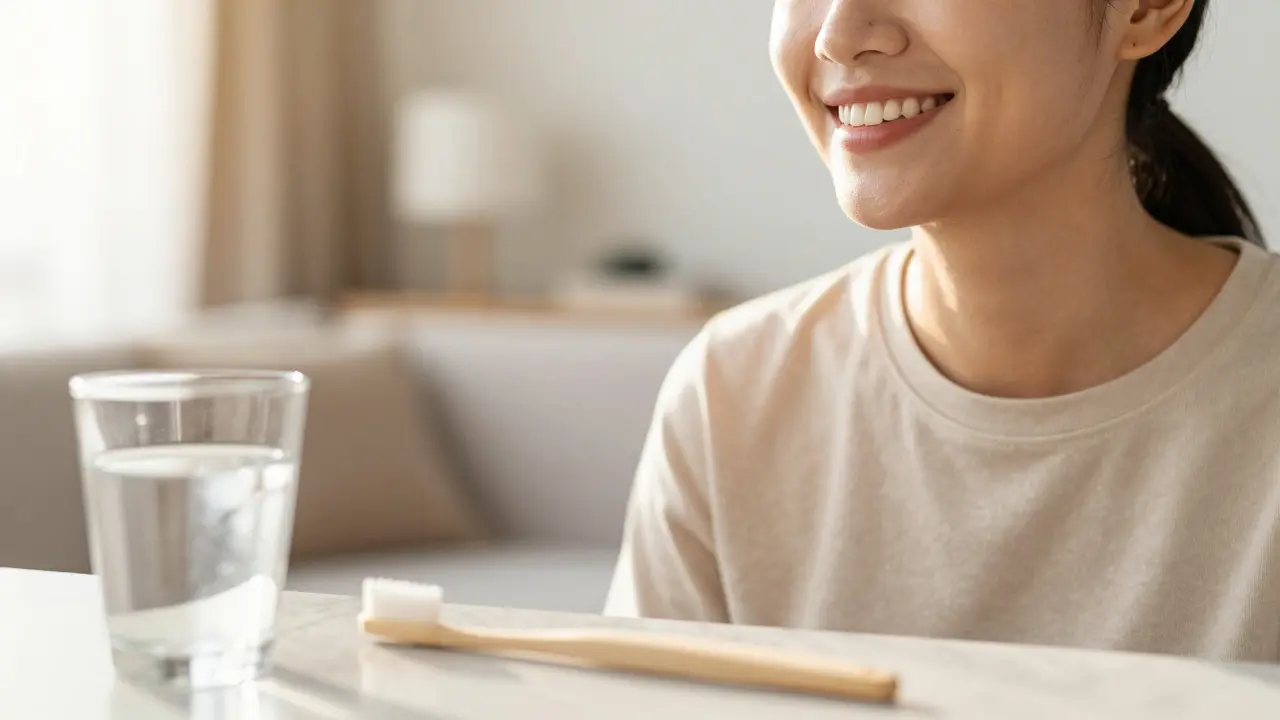 Šťastná osoba s přirozeným a zářivým úsměvem.