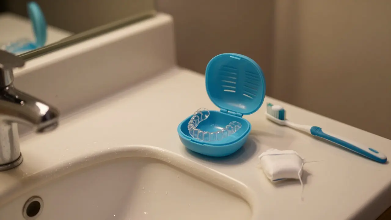 Péče o ústní hygienu s náplní v pouzdře před spaním