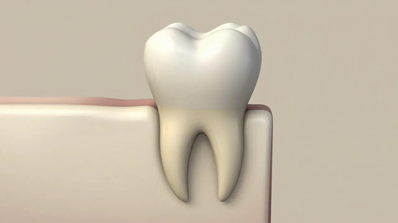 Anatomický pohled na kořen špiňáku v čelisti
