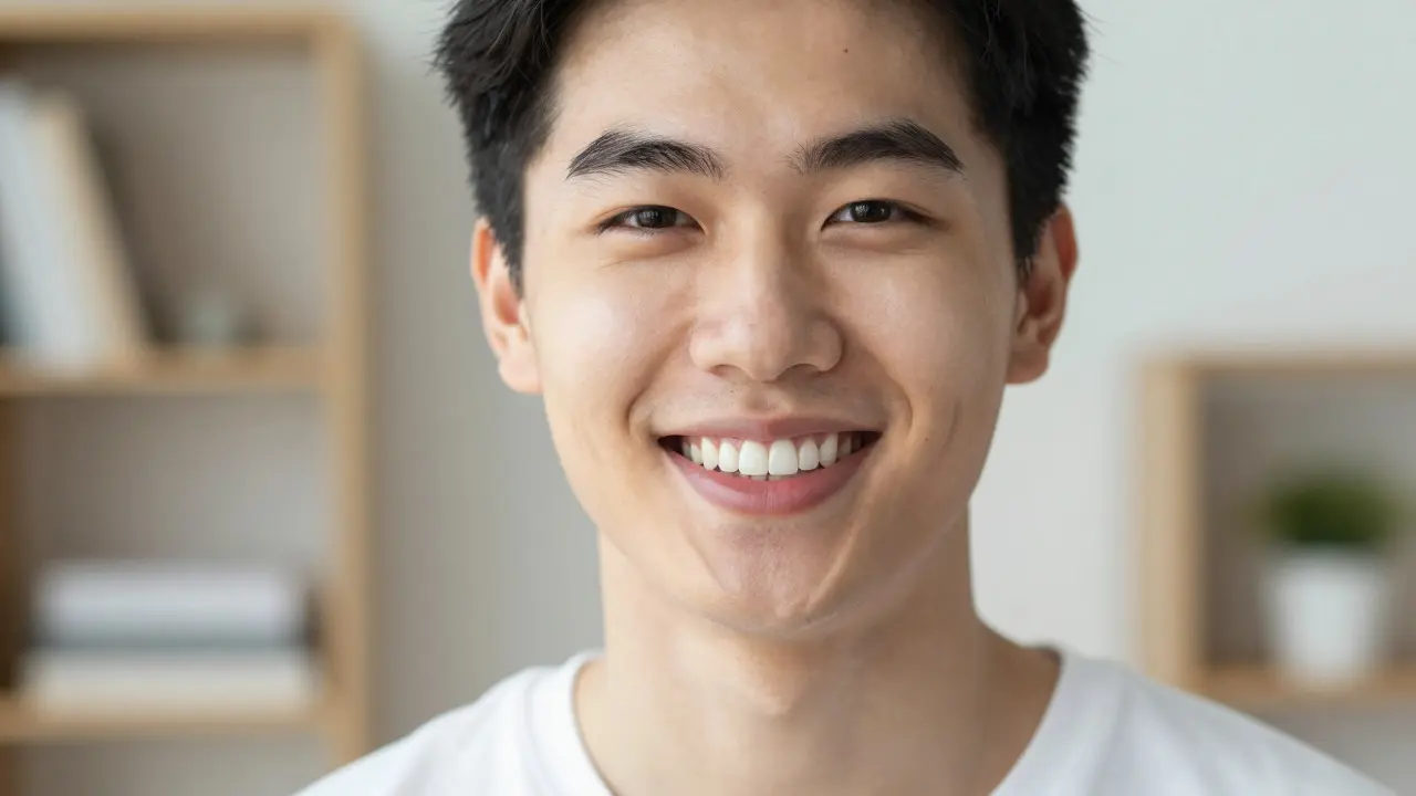 Confident person smiling with a perfect, natural-looking set of teeth