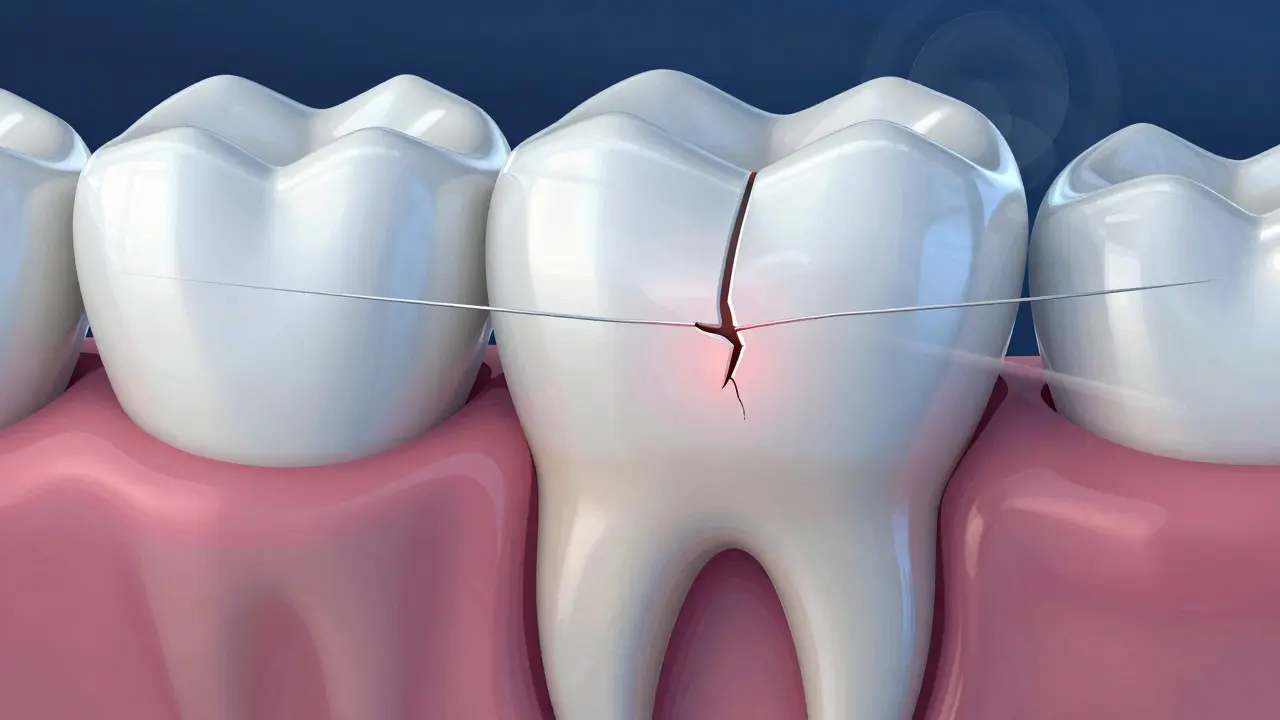 Cross-section illustration of a tooth with a hidden crack